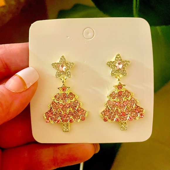 Cubic Zirconia Christmas Tree Earrings - Picture 7 of 7